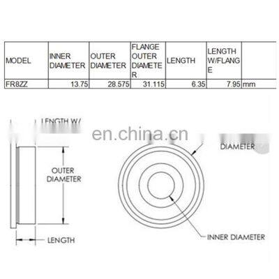 FRC Robot Flange Bearing ID 13.75mm Round FR8ZZ Heavy Duty Inner Race Shielded Ball Bearing photo-7
