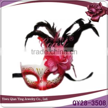 custom decorative craft venetian eye mask with feather and flower