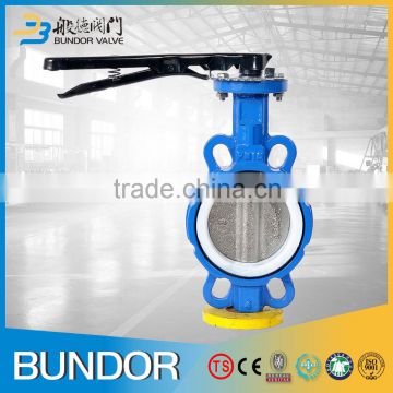 China supplier high performance casting iron ptfe seat handle worm gear operated wafer type butterfly valve