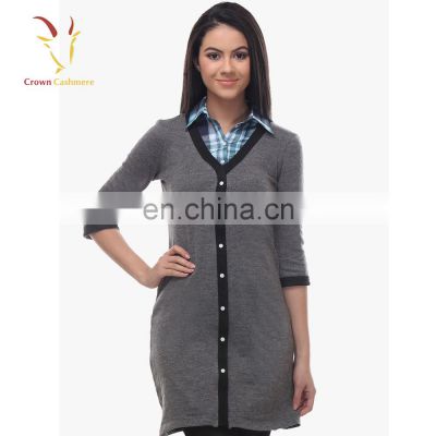 Oversized Short Sleeve Knit Sweaters Single Breasted Long Cardigan for Women