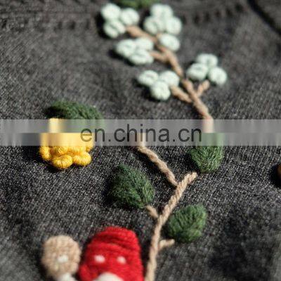 Kids Cashmere Cardigan Sweater With Three-dimensional Hand Embroidery photo-5