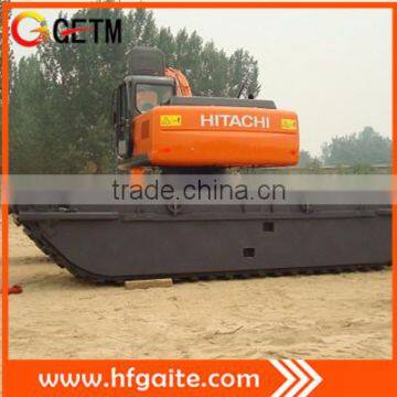 floating excavator for rail track construction