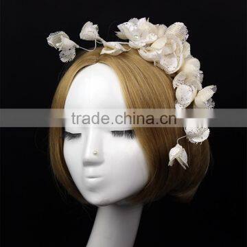 Customized Bridal Hair Accessories Ivory Lace Flower Branch Fascinator Wholesale Quality Choice