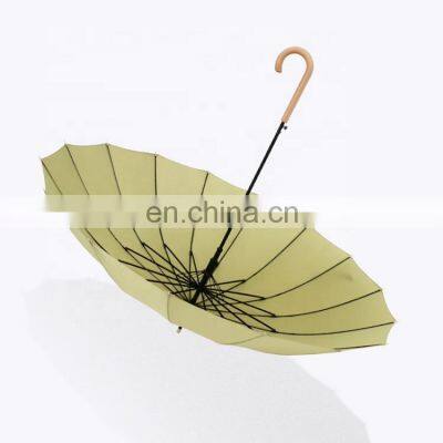 Advertising Travel Windproof Manuel Wood Handle Umbrella with Custom Logo