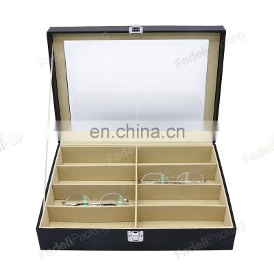 Glasses Storage Box Custom 8 slots Leather Glasses Packaging Cases Display