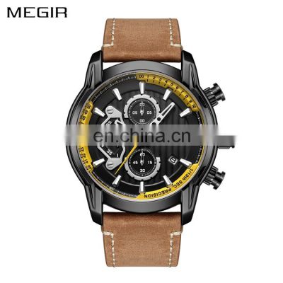 MEGIR 2104 Fashion New Style Analog Quartz Leather Band Custom Logo Wrist Watches Shopping Online