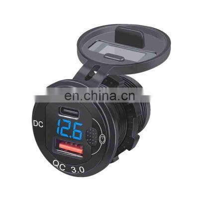 Modified car car charger aluminum alloy QCPD fast charge 12-24V universal voltage display