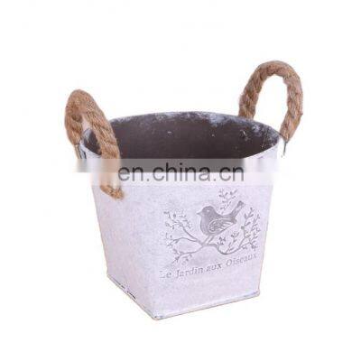 New Design Wholesale Home Decorative Garden Plants Antique White Color Hemp Rope Hanging Painting Flower Pots With Spout Flower Vase photo-3