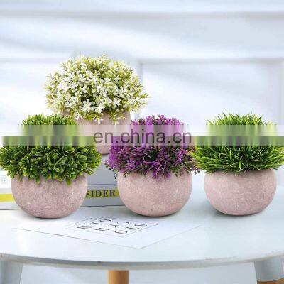 Hot Sale Set 4 Artificial Grass Bonsai Mini Artificial Potted Plants Natural Plant For Indoor Home Decoration