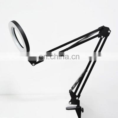 New Upmarket Handicraft Beauty Worktable Lamp Tricolor Adjust Stepless Dimming USB Button Switch 5D Glasses LED Magnifying Lamp photo-4