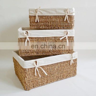 Leading Manufacture Rectangular Woven Basket Handmade Seagrass Basket For Storage And Home Decor Wholesale