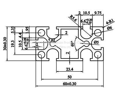 MK-6-3060G T Slot 6mm Silver Anodized 3060 Aluminium Tubes Frame Extrusion Profile Workbench Factory Price photo-2