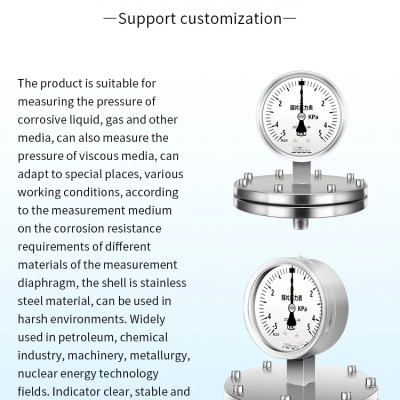 Diaphragm Thread 14*1.5 Stainless Steel 316L Shock, Corrosion and High Temperature Diaphragm Pressure Gauge photo-4