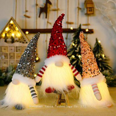 Faceless Dwarf Rudolph Decor - Glowing Lights Christmas Dolls for Indoor Party Wholesale Bulk