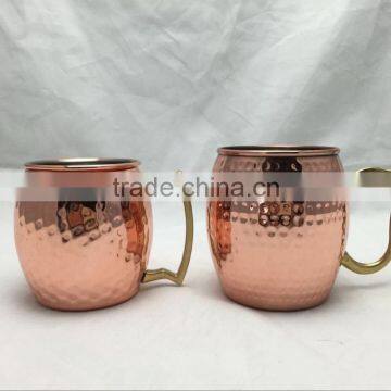 20oz Hammered Copper Moscow Mule Mug Handmade of 100% Pure Copper, Brass Handle Hammered Moscow Mule Mug / Cup. Quality Choice photo-2