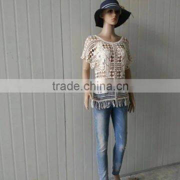 Summer Tops Hot Cotton Embroidery Lace Fabric Vest for Women T-shirt photo-5