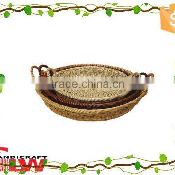 Round wicker seed tray,maize serving tray,bread tray