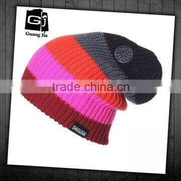 promotional wholesale cheap winter adult custom woolen stripe pattern knit cap