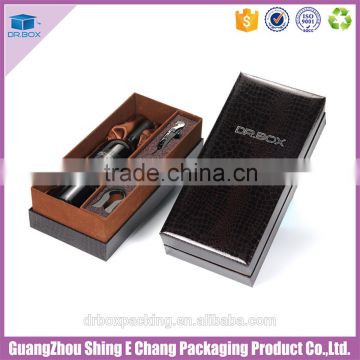 logo printed customized luxury leather paper wine glass box