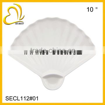 Solid white melamine plate, fan shaped plate, sushi plate