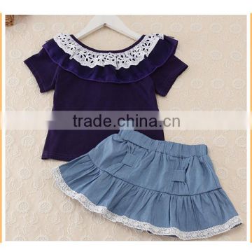 girl school uniform kids blue clothing sets baby girl clothes summer children outfits