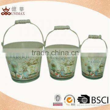 China made top quality metal water bucket with baroque decal