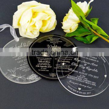 Customized Round Acrylic Birthday Or Wedding Invitations With silk screen printing