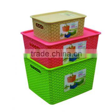 multi-using plastic storage basket with plate cover lid