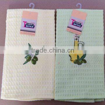 Two different design waffle embroidery tea towel