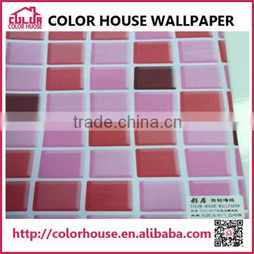 NEW 3D wallpaper Pink and red mosaic brick design wallpaper