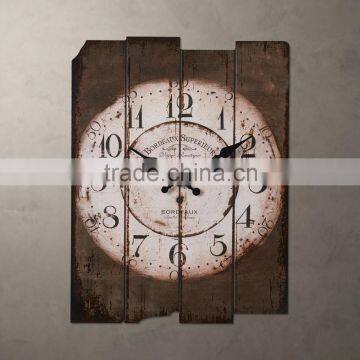 Oblong wall clock made of wood