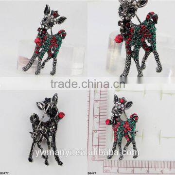 China Supplier Unisex Animal Christmas Popular Cute Gold Plated Deer Antlers Head Pin Brooches Styling B0477 photo-2