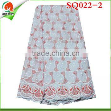 SQ022-2A Latest African High Cotton Lace Fabrics Fancy White Cotton Lace Fabric