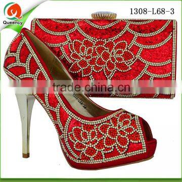 alibaba china online shopping women purses handbags match high heels shoes in red