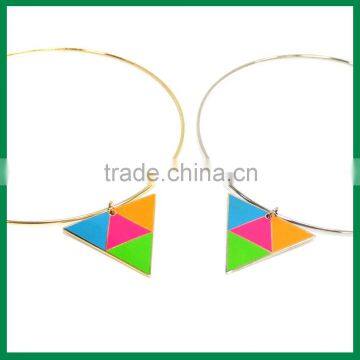 Triangle Pendant with Fluorescent Color Metal Collar