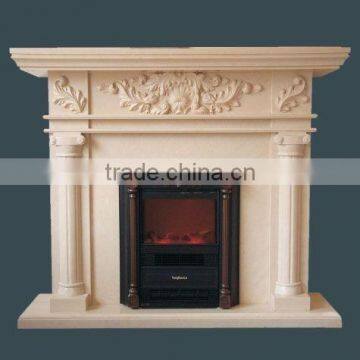 French Style Cheao Beige Marble Indoor Used Fireplace Mantel