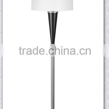 UL Approved Hotel Room Ebony and Brushed Nickel Hotel floor Lamp With White Fabric Shade XC-H027