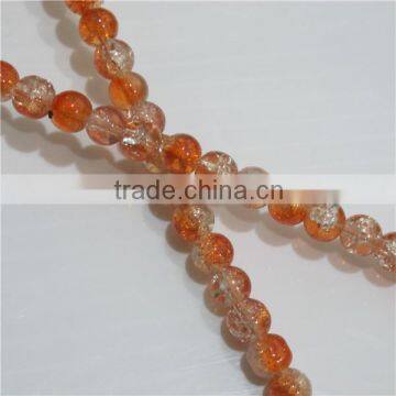 4mm round double color crackle glass bead RGB006