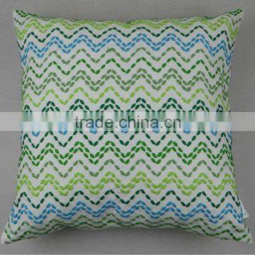 Multi color zig-zag embroidered decorative pillow