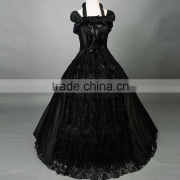 2016 Adult Queen Of The Vampires Plus Size Costume Halloween Ball Gown Costumes Sexy Cosplay Black Victorian Gothic Lolita Dress