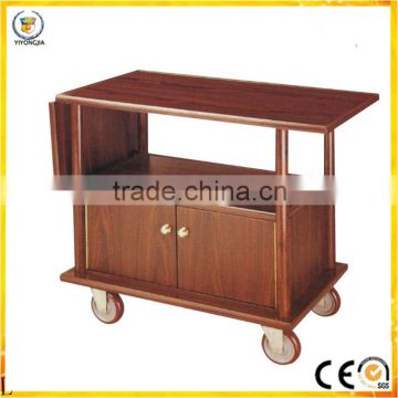 Multifunction single engthened wooden service train dining liquor trolley for hotel air restaurant yiyongjia with four wheel