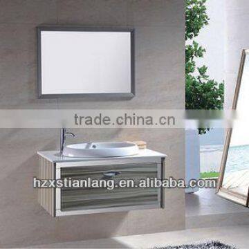 Wood Grain Ceramic Sink Bathroom Wall Cabinets