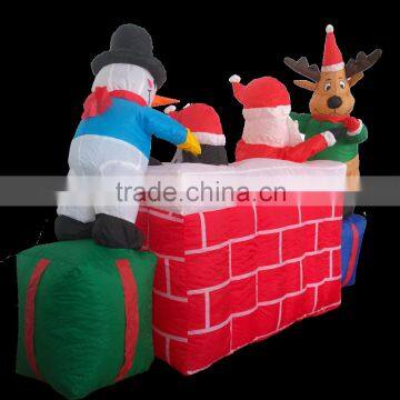 DJ-XT-01 Inflatable Christmas Santa Claus Emerge Chimney Lighted Decoration photo-2