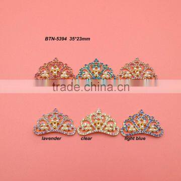 New 35*23mm gold plating pearl rhinestone crown tiara for flower center can choose colors(BTN-5394)