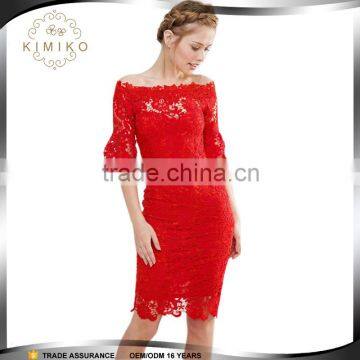 Alibaba Off Shoulder Crochet Ladies Dresses With Frill Sleeve