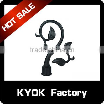 KYOK black color modern design popular curtain finials,black color metal curtain pole wholesale