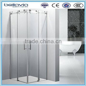 stainless steel roller sliding glass shower cabin