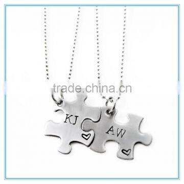 Stunning Puzzle Piece Initials & Heart Charm Necklace Wholesale