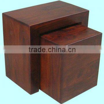 wooden cube nest,sheesham wood furniture,mango wood furniture,wood stool set,ottomans,home furniture,living room furniture