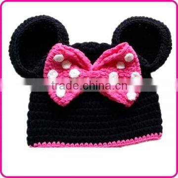 baby girls pink crochet mouse handmade cartoon beanies